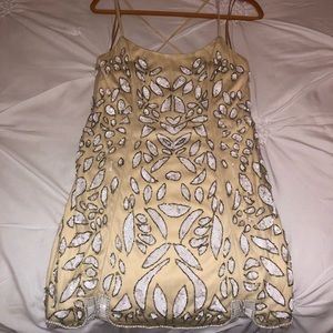 NBD revolve nude dress with white sequins 4